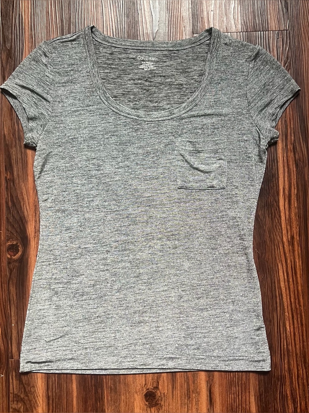 calvin klein silver metallic women's top with pocket size small